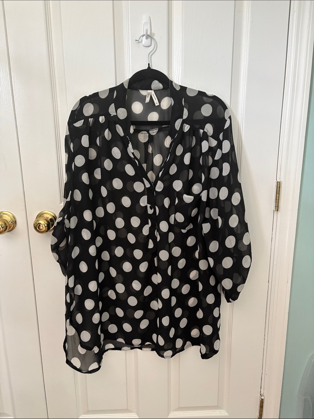 Truth Black & White Polka Dot Button-Down Top